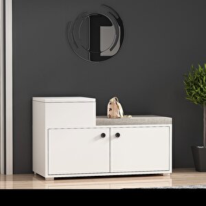 Elegant Minderli Ayakkabilik Beyaz-Beyaz