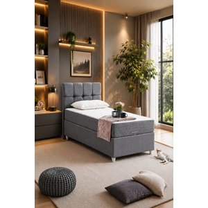 Berlin Tek Kişilik Baza Başlık Seti  Gri 120x200 cm
