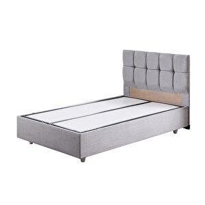 Berlin Tek Kişilik Baza Başlık Comfort Yatak Seti - Açık Gri 90x200 cm