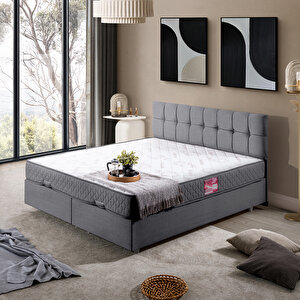 Berlin Çift Kişilik Baza Başlık Seti - Gri 140x190 cm