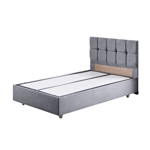 Berlin Tek Kişilik Baza Başlık Comfort Yatak  Seti  Gri 90x190 cm