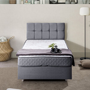 Berlin Tek Kişilik Baza Başlık Comfort Yatak  Seti  Gri 120x200 cm