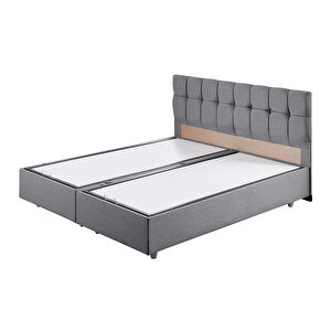 Berlin Çift Kişilik Baza Başlık Letto Yatak Seti Gri 140x190 cm