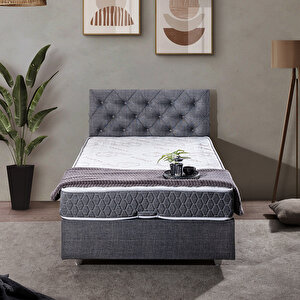 Eylül Tek Kişilik Baza Başlık Comfort Yatak Seti - Gri 90x200 cm