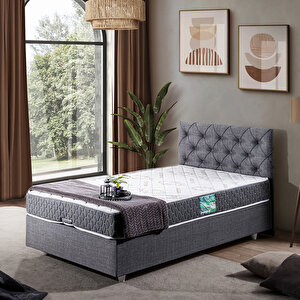 Eylül Tek Kişilik Baza Başlık Comfort Yatak Seti - Gri 100x200 cm