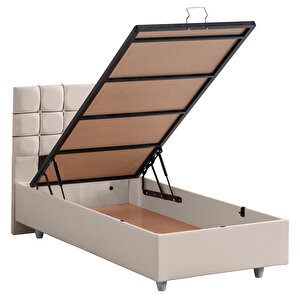Almada Tek Kişilik Baza Başlık Seti Krem 90x190 cm