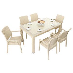 Elit Rattan 90x150 Elit Koltuk Camlı Masa Takımı Çölbeji̇