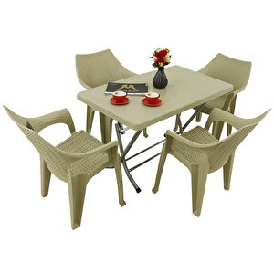 Zeugma 70x120 Katlanır Ayak 4 Kişilik Polo Koltuk Masa Takımı Çölbeji
