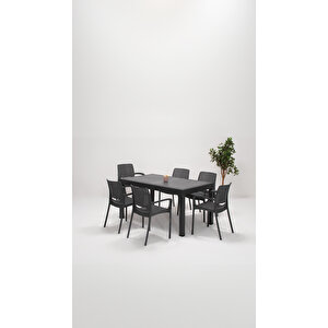 Rattan Kollu 90x150 Bahçe Seti Antrasit