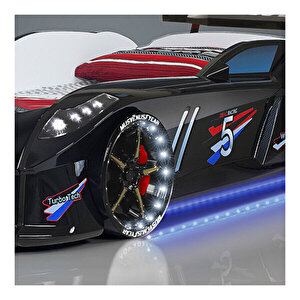 Jaguar Full Ledli Rüzgarlıklı  Arabalı Yatak Siyah