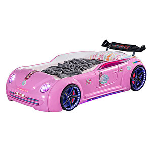 Pink Cooper Full Ledli Arabalı Yatak