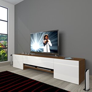 1e1 Mdf Tv Ünitesi Tv Sehpası Ceviz Beyaz