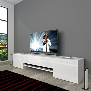 1e1 Slm Tv Ünitesi Tv Sehpası Parlak Beyaz