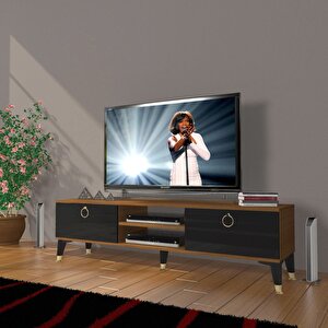 Eko 140 Mdf Dvd Gold Tv Ünitesi Tv Sehpası Ceviz-Siyah