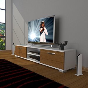 Eko 140 Mdf Dvd Tv Ünitesi Tv Sehpası Beyaz - Ceviz