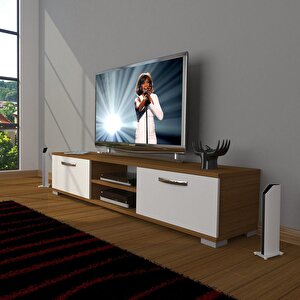 Eko 140 Mdf Dvd Tv Ünitesi Tv Sehpası Ceviz Beyaz
