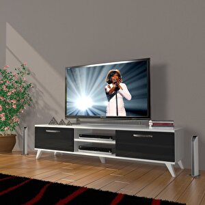 Eko 140 Mdf Dvd Retro Tv Ünitesi Tv Sehpası Beyaz - Siyah