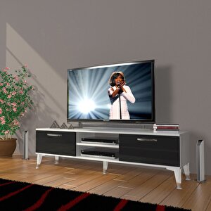Eko 140 Mdf Dvd Silver Tv Ünitesi Tv Sehpası Beyaz - Siyah