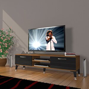 Eko 140 Mdf Dvd Silver Tv Ünitesi Tv Sehpası Ceviz-Siyah