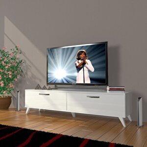 Eko 140 Mdf Std Retro Tv Ünitesi Tv Sehpası Parlak Beyaz