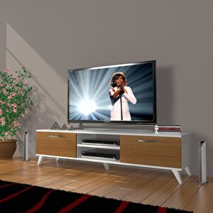 Eko 140 Slm Dvd Retro Tv Ünitesi Tv Sehpası Beyaz - Ceviz