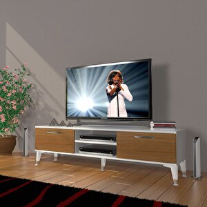 Eko 140 Slm Dvd Silver Tv Ünitesi Tv Sehpası Beyaz - Ceviz