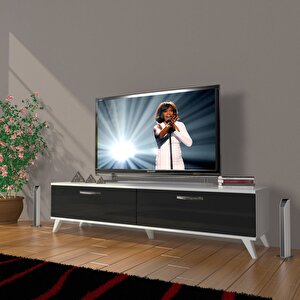 Eko 140 Slm Std Retro Tv Ünitesi Tv Sehpası Beyaz - Siyah