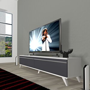Eko 140t Mdf Retro Tv Ünitesi Tv Sehpası Beyaz - Antrasit