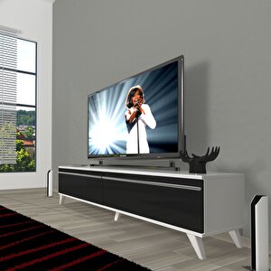Eko 140t Mdf Retro Tv Ünitesi Tv Sehpası Beyaz - Siyah