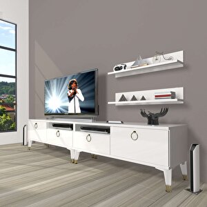 Eko 200r Mdf Gold Tv Ünitesi Tv Sehpası Parlak Beyaz