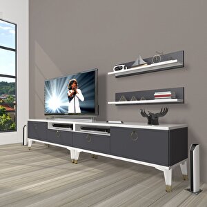 Eko 200r Mdf Gold Tv Ünitesi Tv Sehpası Beyaz - Antrasit