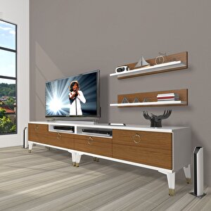 Eko 200r Mdf Gold Tv Ünitesi Tv Sehpası Beyaz - Ceviz