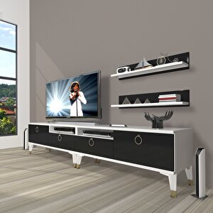Eko 200r Mdf Gold Tv Ünitesi Tv Sehpası Beyaz - Siyah