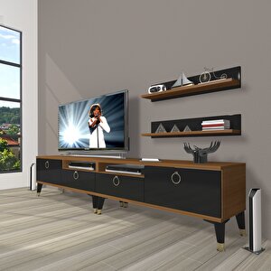 Eko 200r Mdf Gold Tv Ünitesi Tv Sehpası Ceviz-Siyah