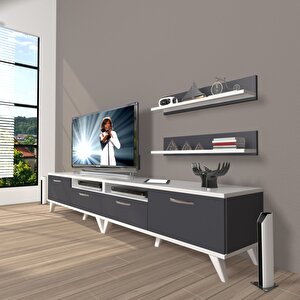 Eko 200r Mdf Retro Tv Ünitesi Tv Sehpası Beyaz - Antrasit