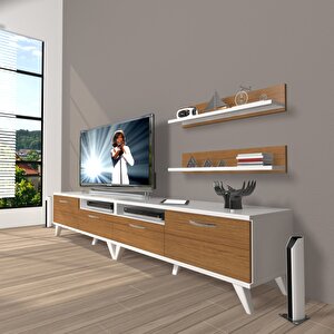 Eko 200r Mdf Retro Tv Ünitesi Tv Sehpası Beyaz - Ceviz