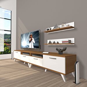 Eko 200r Mdf Retro Tv Ünitesi Tv Sehpası Ceviz Beyaz