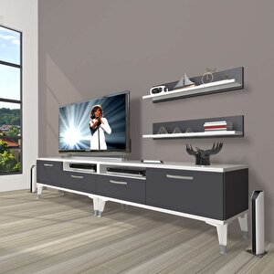Eko 200r Mdf Silver Tv Ünitesi Tv Sehpası Beyaz - Antrasit