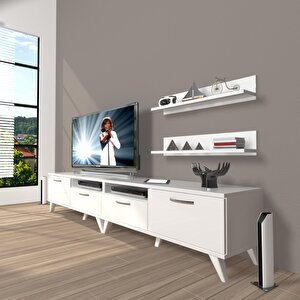 Eko 200r Slm Retro Tv Ünitesi Tv Sehpası Parlak Beyaz