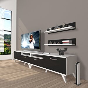 Eko 200r Slm Retro Tv Ünitesi Tv Sehpası Beyaz - Siyah