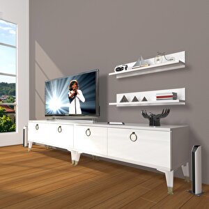 Eko 200t Mdf Gold Tv Ünitesi Tv Sehpası Parlak Beyaz