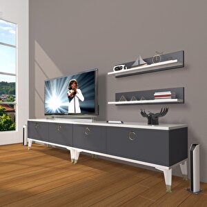 Eko 200t Mdf Gold Tv Ünitesi Tv Sehpası Beyaz - Antrasit