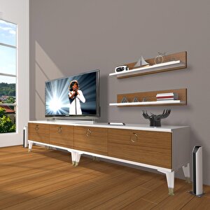 Eko 200t Mdf Gold Tv Ünitesi Tv Sehpası Beyaz - Ceviz