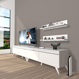 Eko 200t Mdf Retro Tv Ünitesi Tv Sehpası Parlak Beyaz