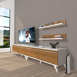 Eko 200t Mdf Retro Tv Ünitesi Tv Sehpası Beyaz - Ceviz