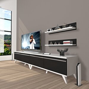 Eko 200t Mdf Retro Tv Ünitesi Tv Sehpası Beyaz - Siyah