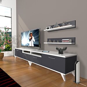 Eko 220r Mdf Retro Tv Ünitesi Tv Sehpası Beyaz - Antrasit