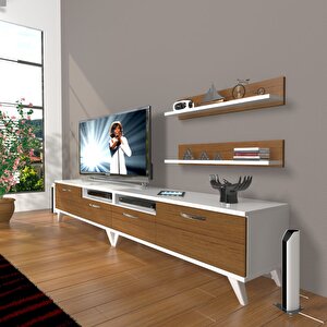 Eko 220r Mdf Retro Tv Ünitesi Tv Sehpası Beyaz - Ceviz
