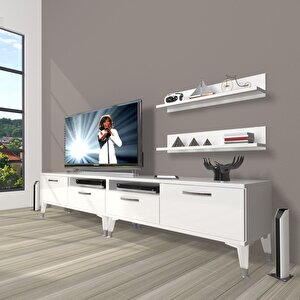 Eko 220r Mdf Silver Tv Ünitesi Tv Sehpası Parlak Beyaz