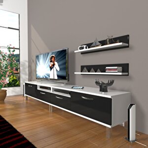 Eko 220r Slm Krom Ayaklı Tv Ünitesi Tv Sehpası Beyaz - Siyah
